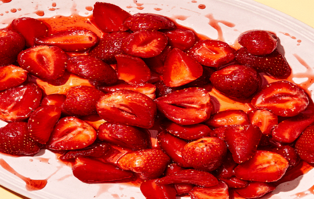 Finely Chopped Strawberries At The Strawberry Festival In Deryneia In Cyprus