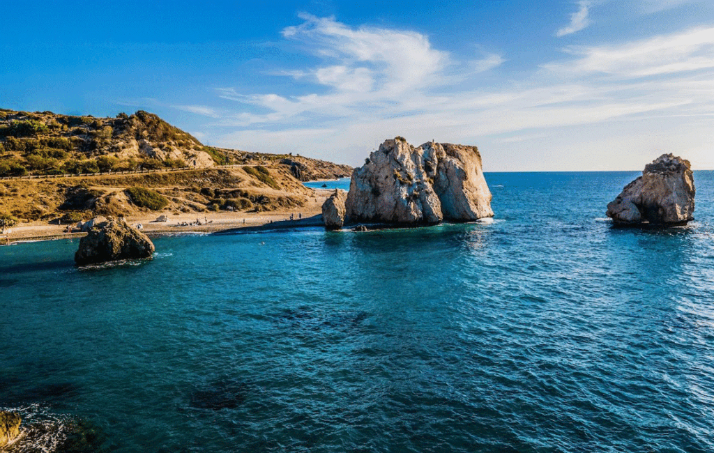 Lovely Secluded Beaches By Aphrodite's Rock In The Paphos Region Of Cyprus