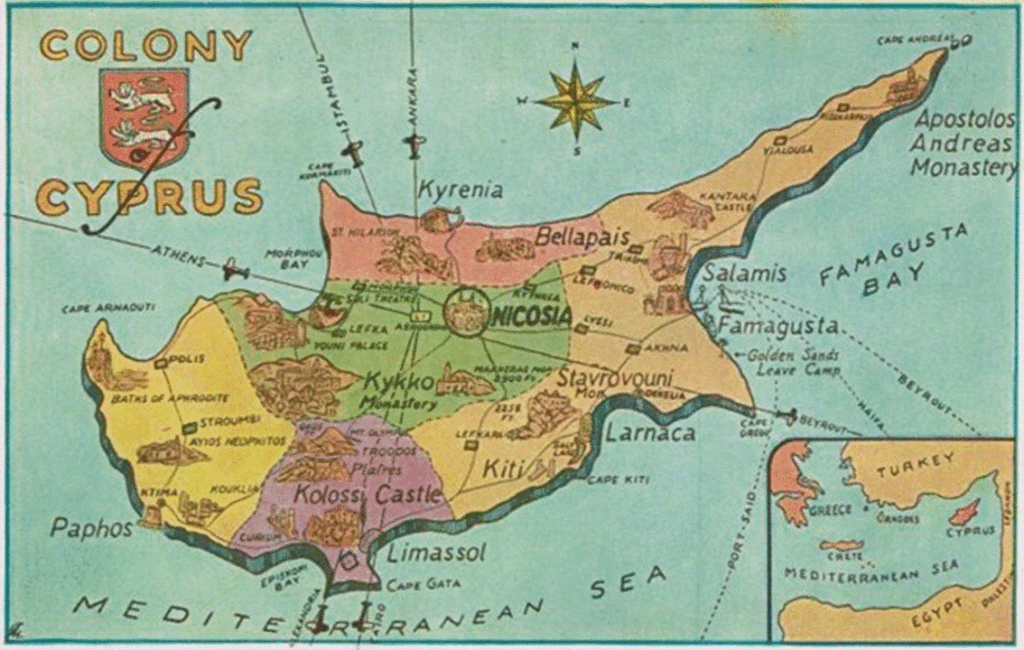 A British Colonial Map Of Cyprus