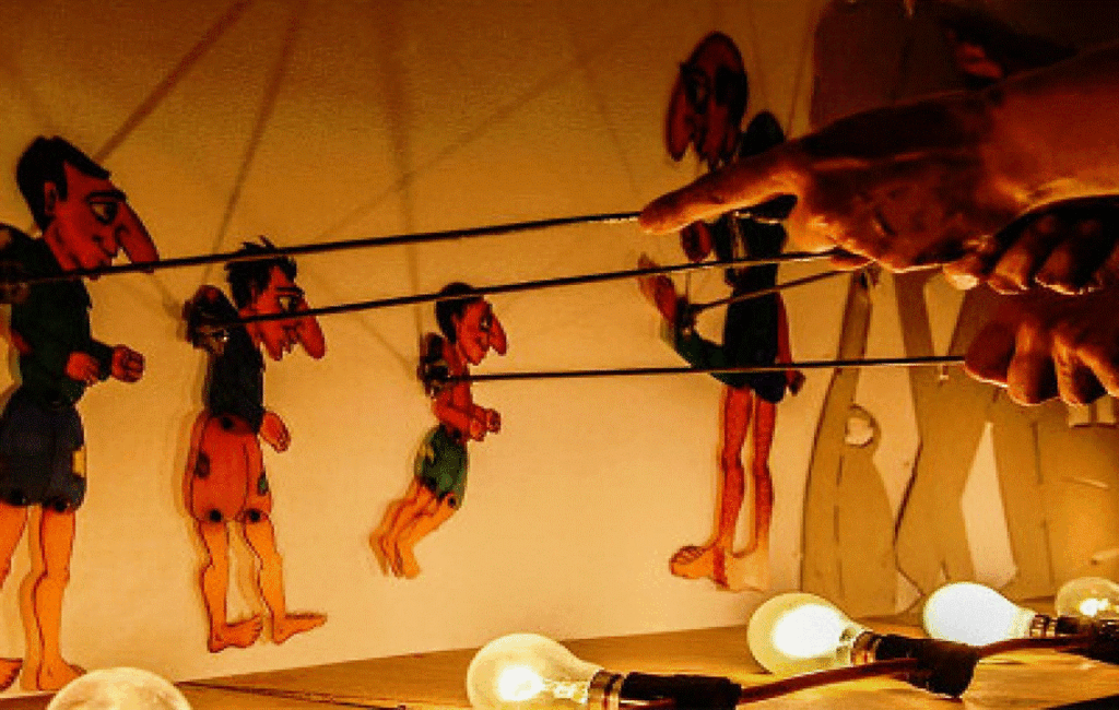 The Famous 'Karagiozi' Shadow Puppet Theatre Show At The Local Traditional Cyprus Coffee Shop Kafeneio