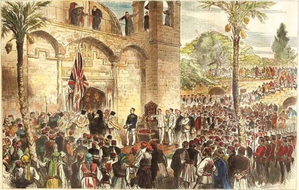 The British hoist The Union Jack In Cyprus After Arriving On The HMS Himalaya In Larnaca 1878