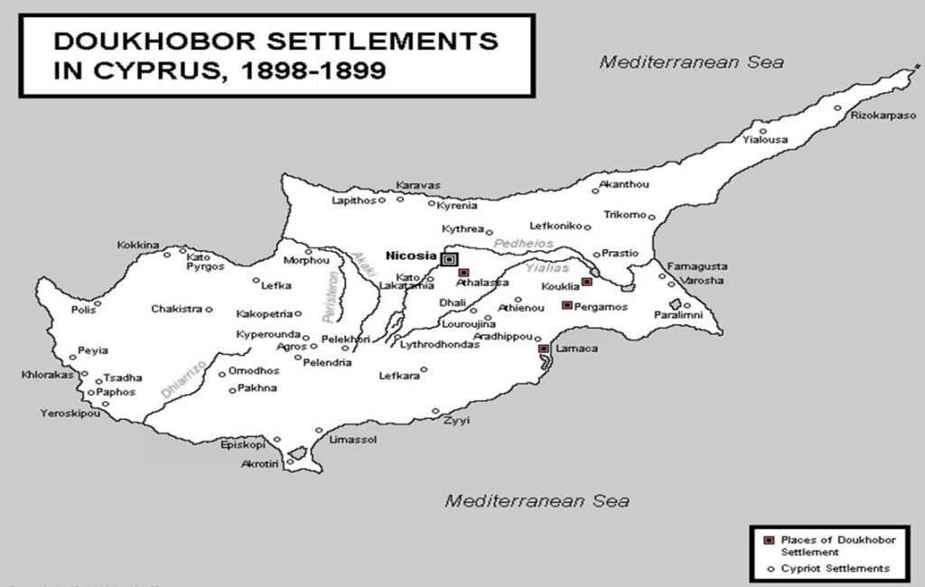 A Map Showing All Of The Doukhobor Settlements