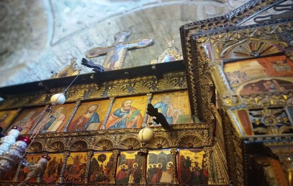 The Decorated walls of the Virgin Mary Angeloktisti Church In The Larnaca District of Cyprus