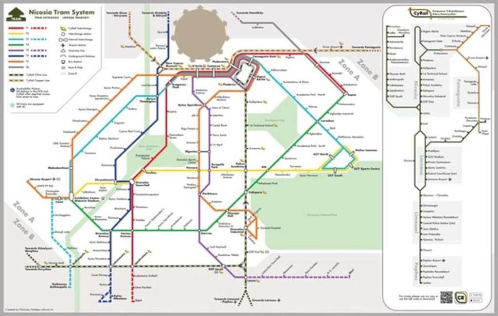 A Plan Of The New Tram Map For The City Of Nicosia