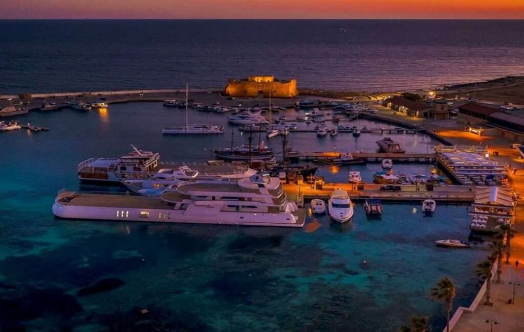 The Paphos Harbour At Night