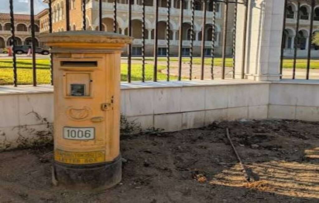 Red British Post Boxes Painted Yellow In Cyprus